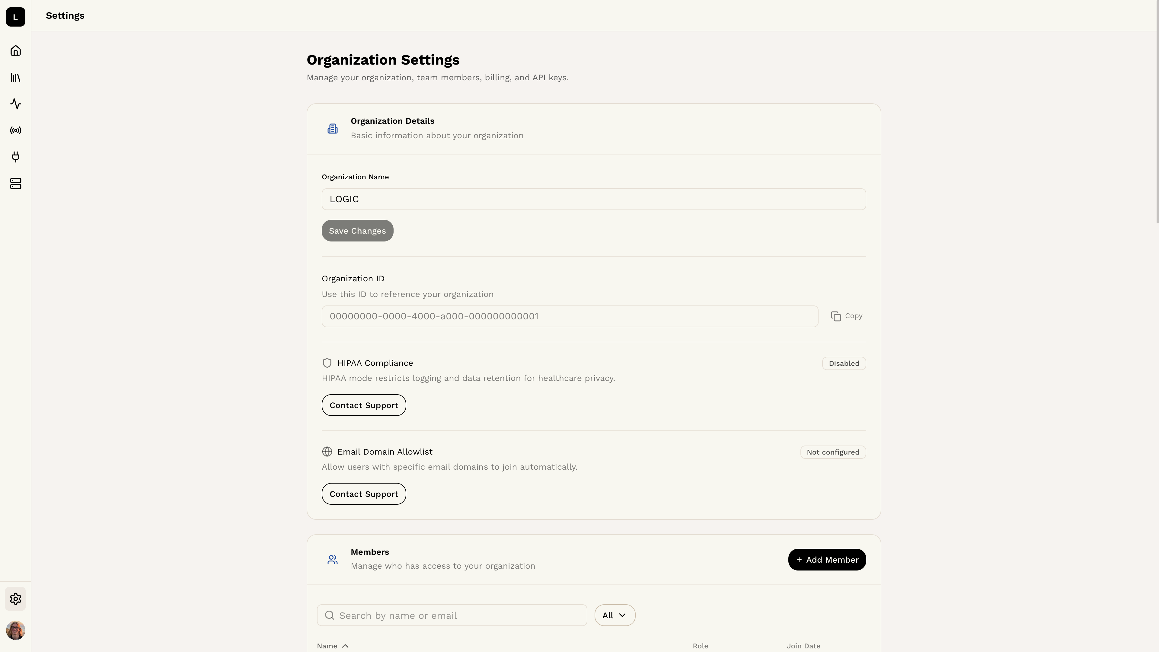 organization settings