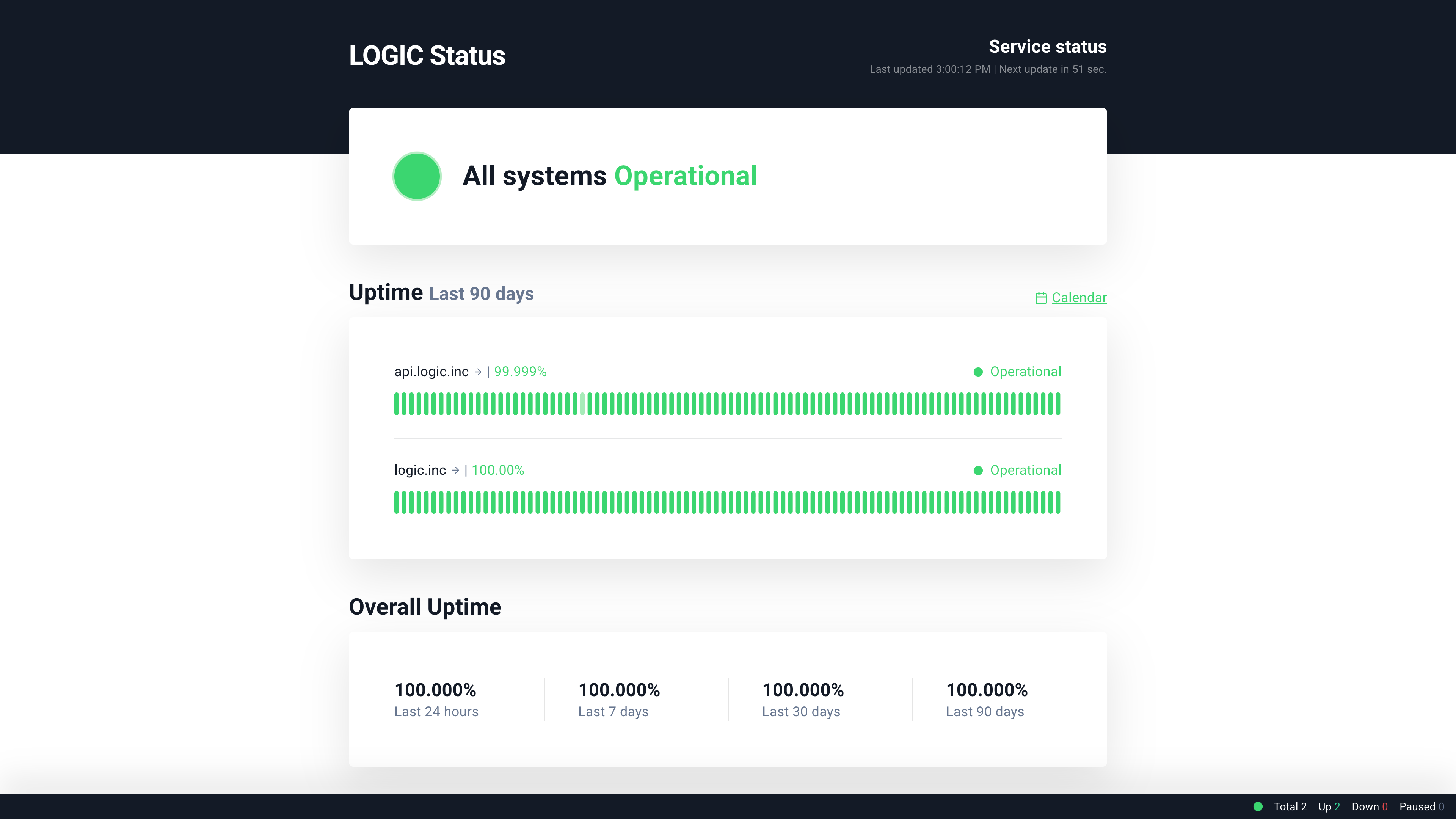 Logic Status Page