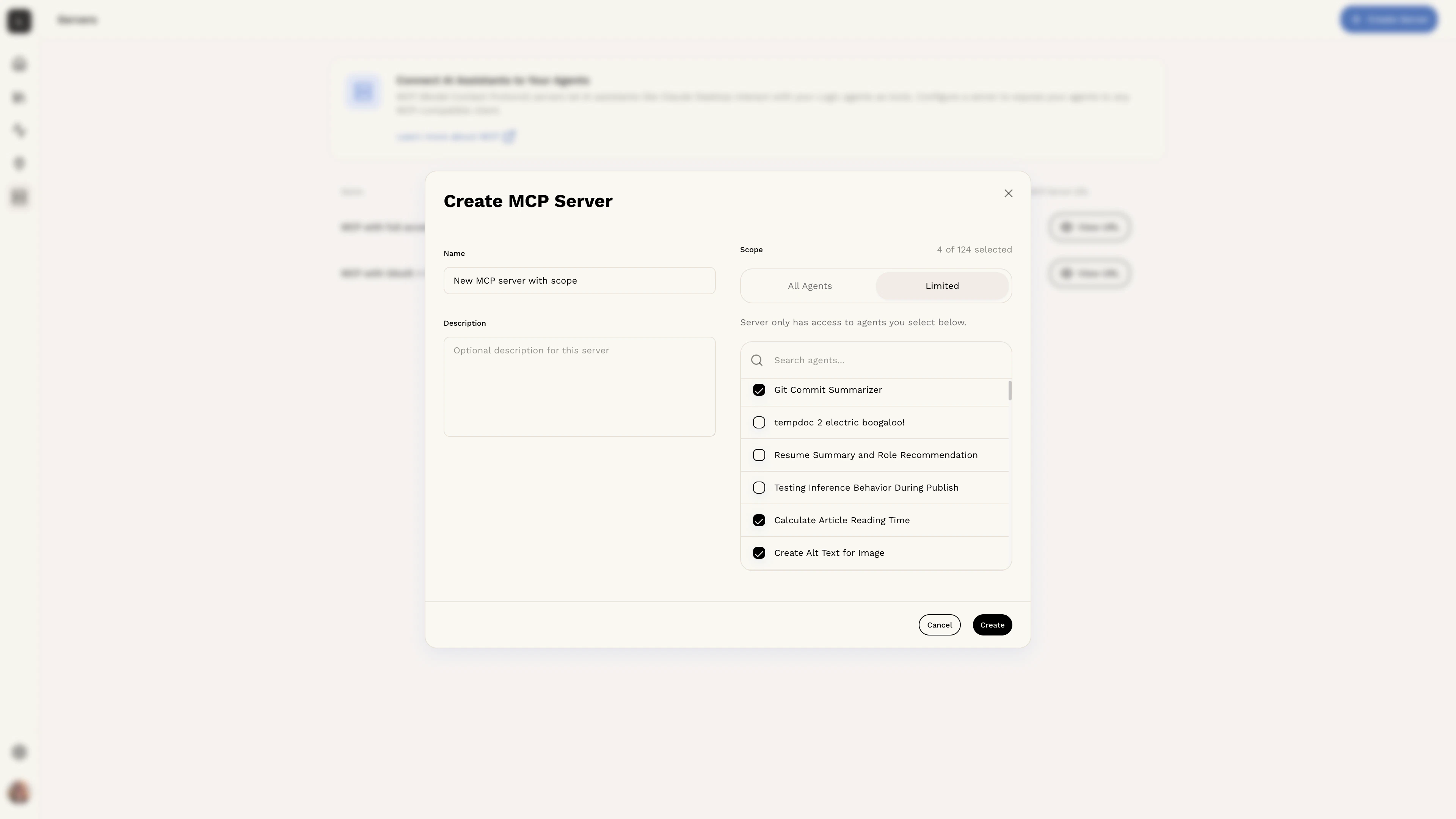 MCP servers select which agents are accessible