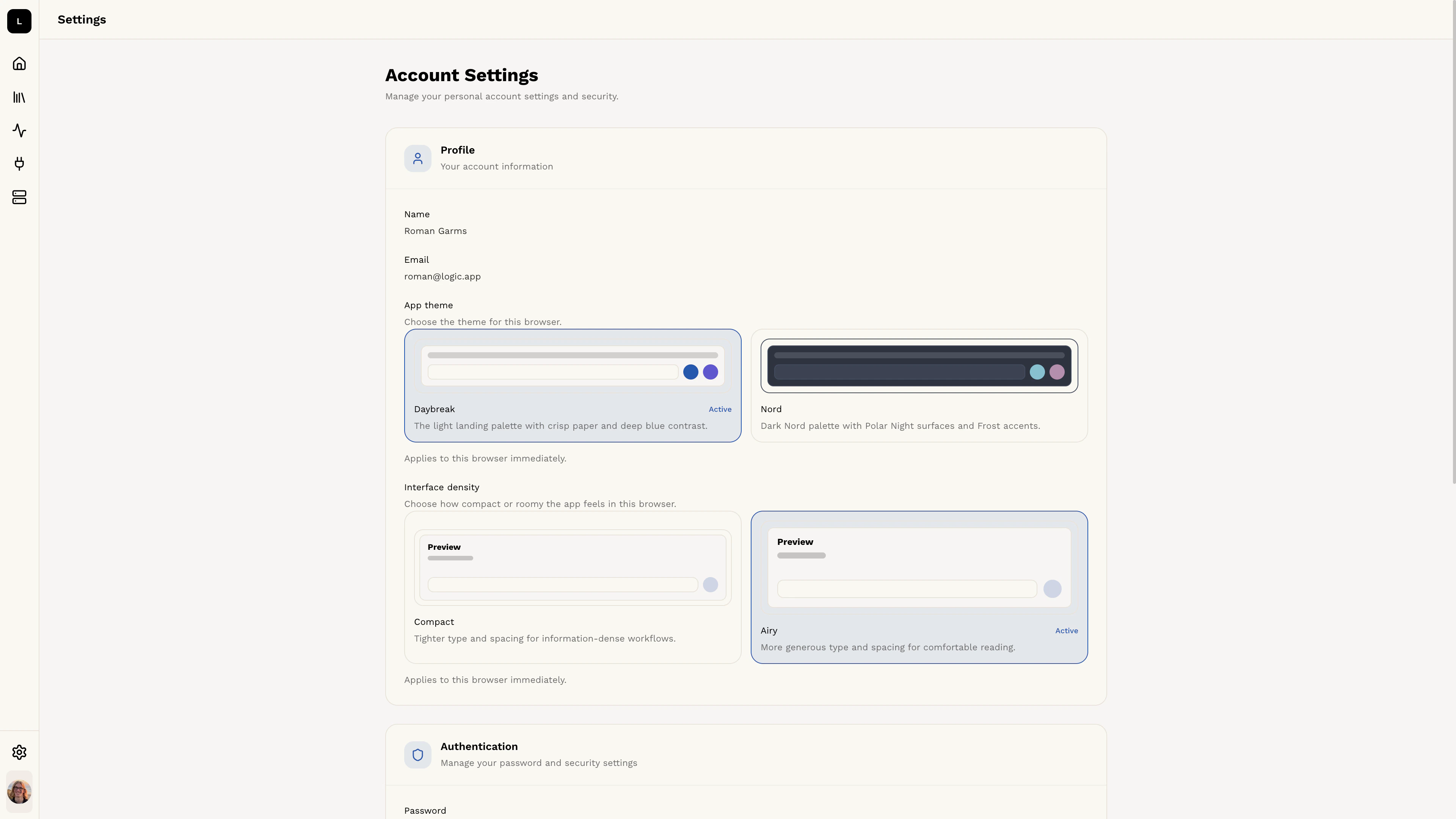 account settings