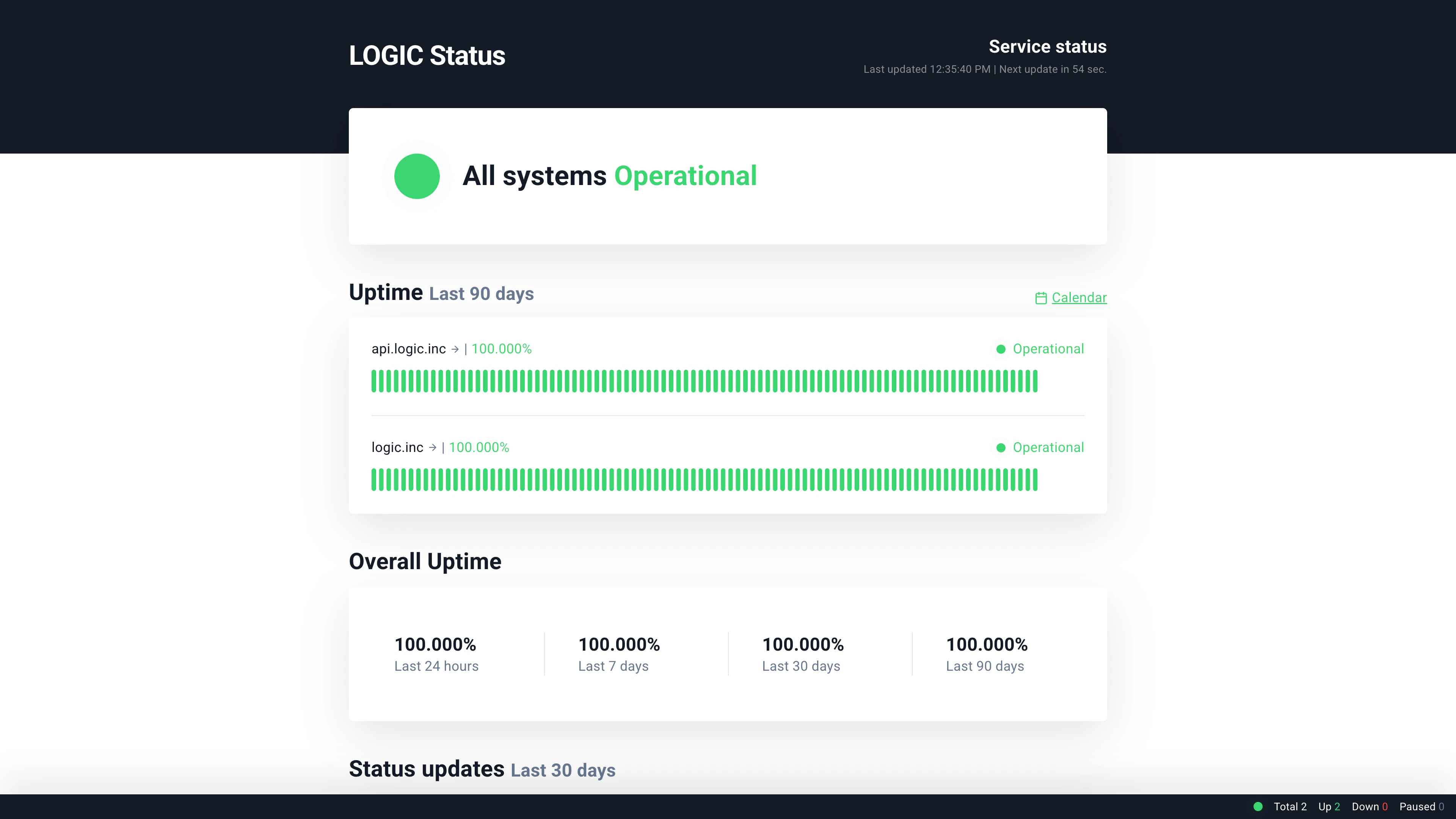 Logic Status Page