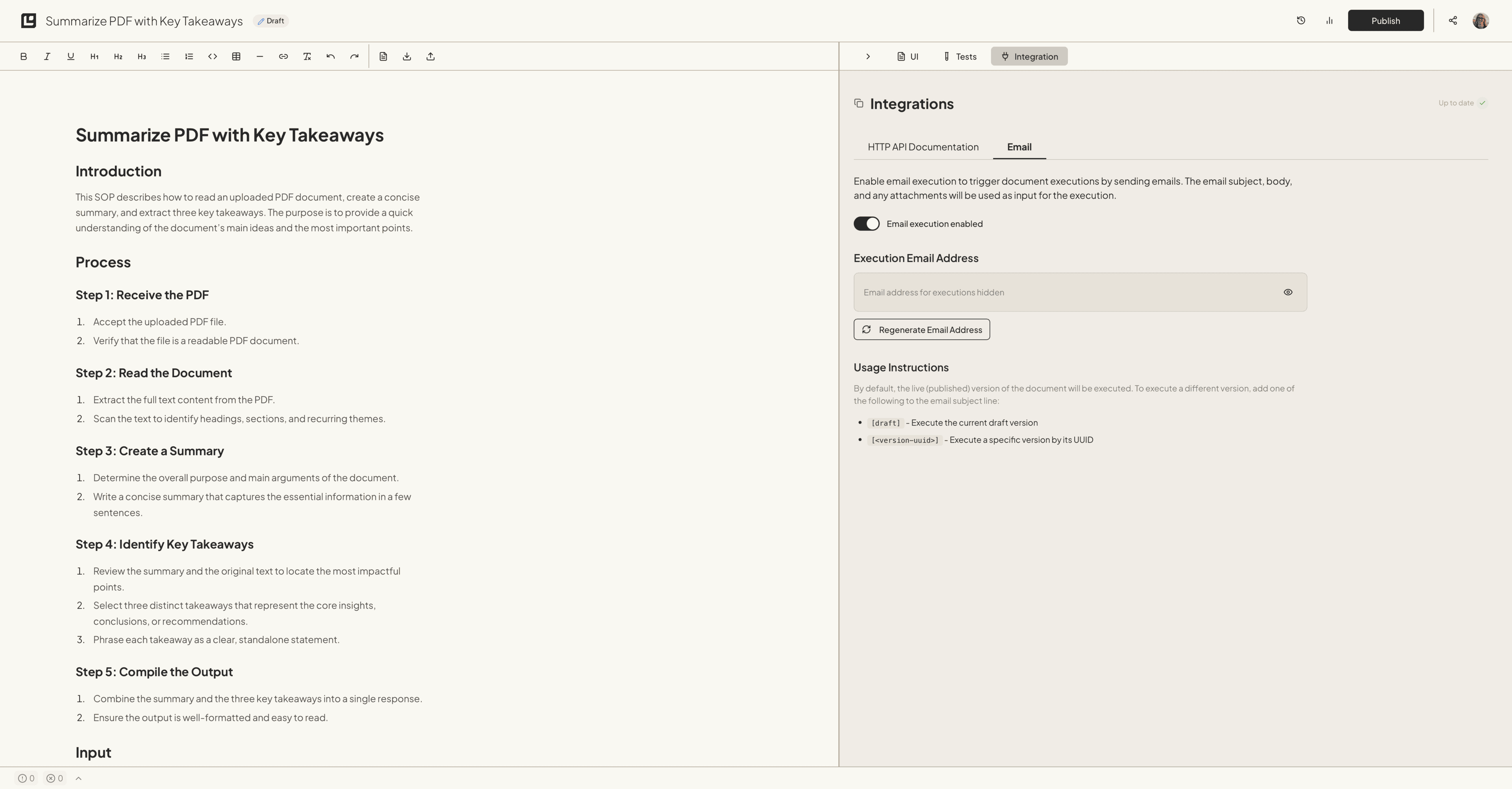 email execution enabled