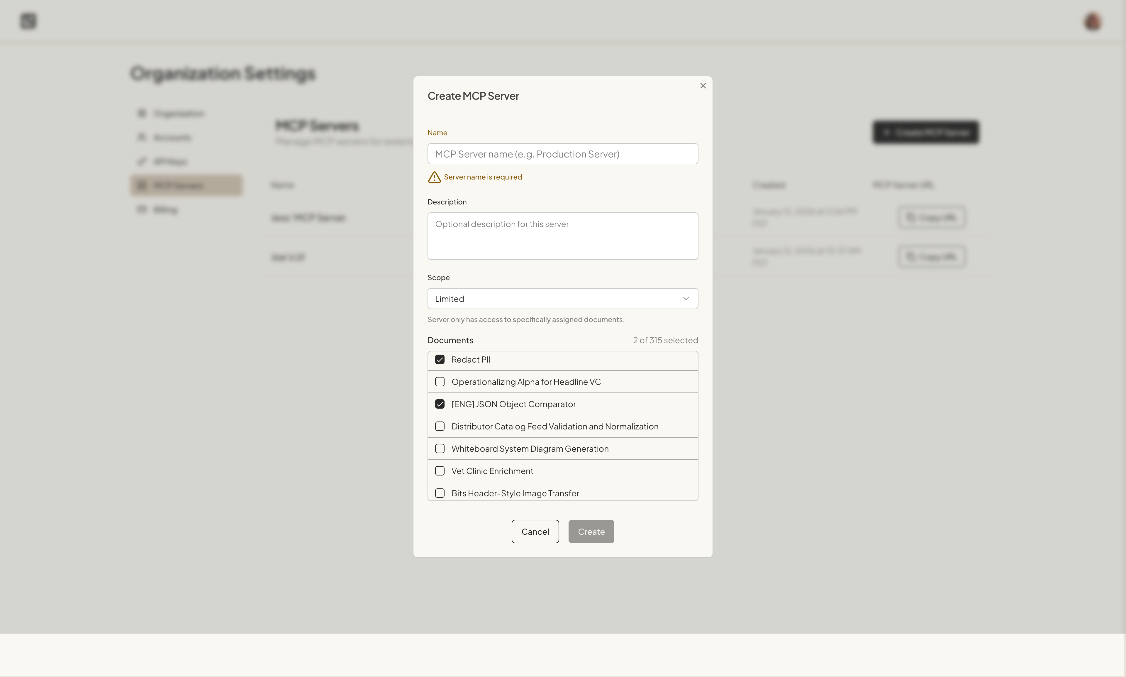 MCP servers select which documents are accessible