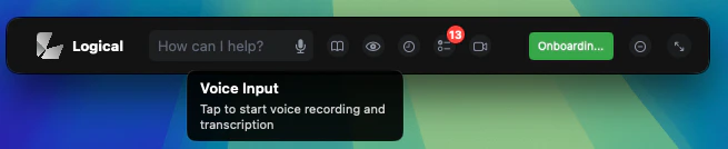 Logical Voice Commands setup and activation interface.