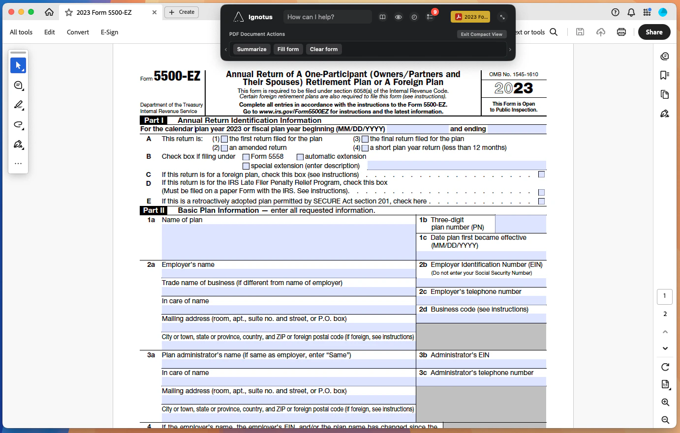 Adobe Acrobat with a form being filled automatically by Logical.