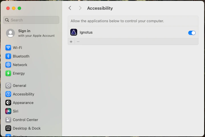 macOS Accessibility permission dialog for Logical.