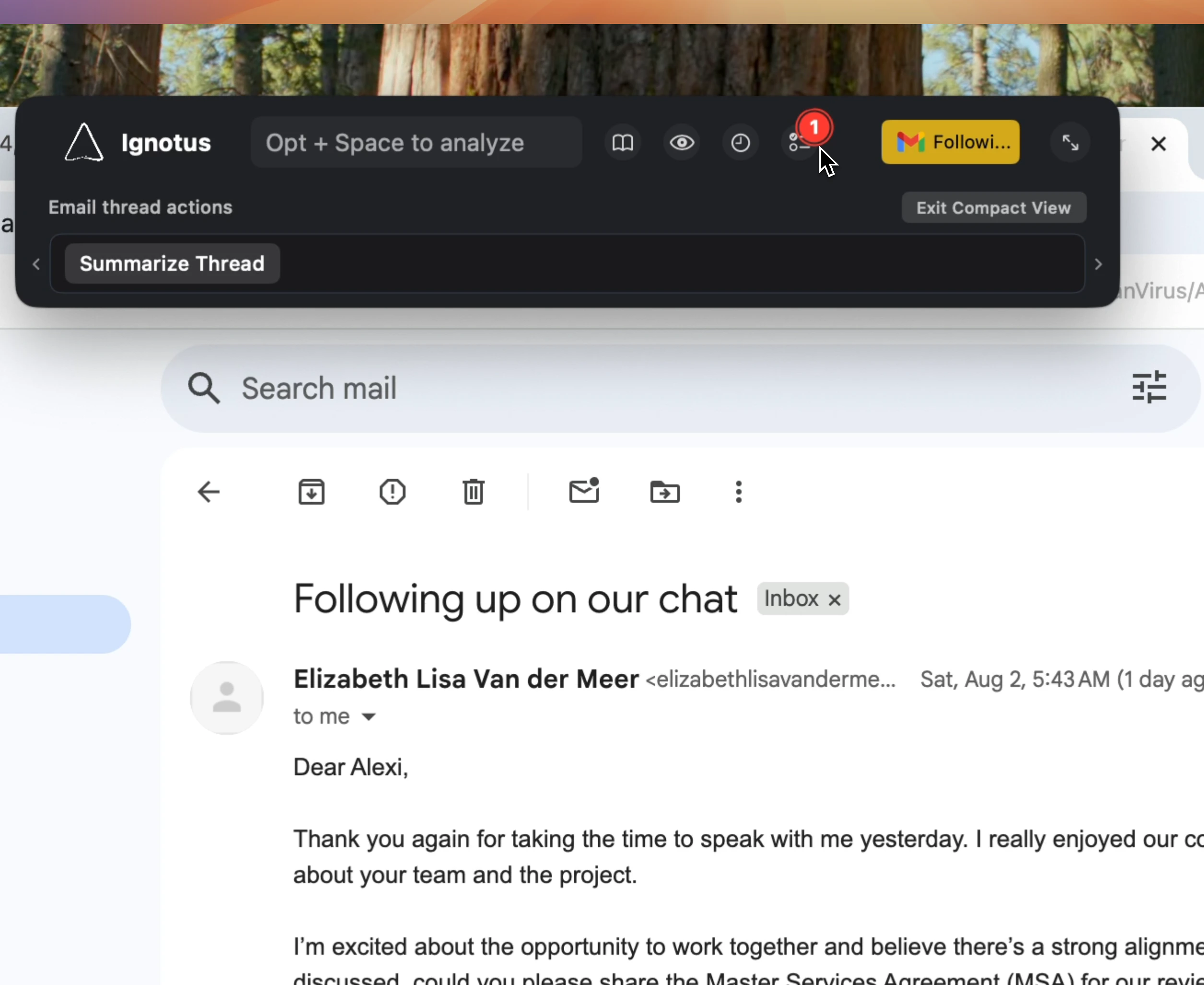 Main Logical window with a small notification badge highlighting new to-do items.