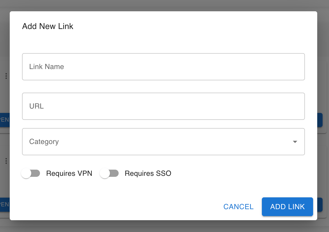 Add Link form