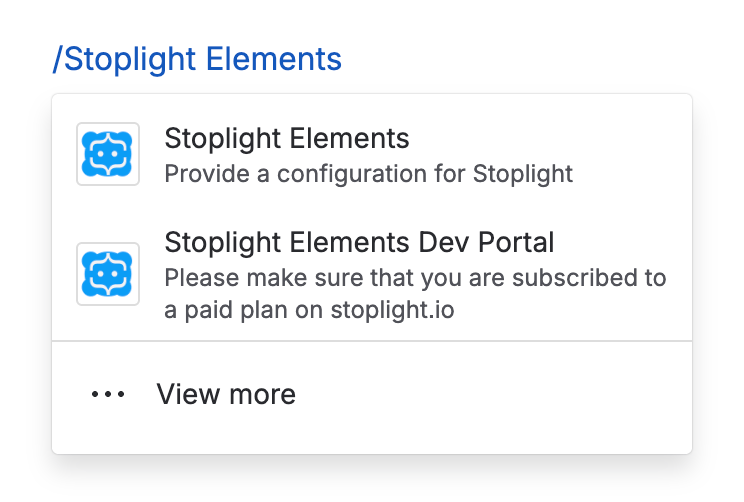 Macro picker showing the Stoplight Elements macro