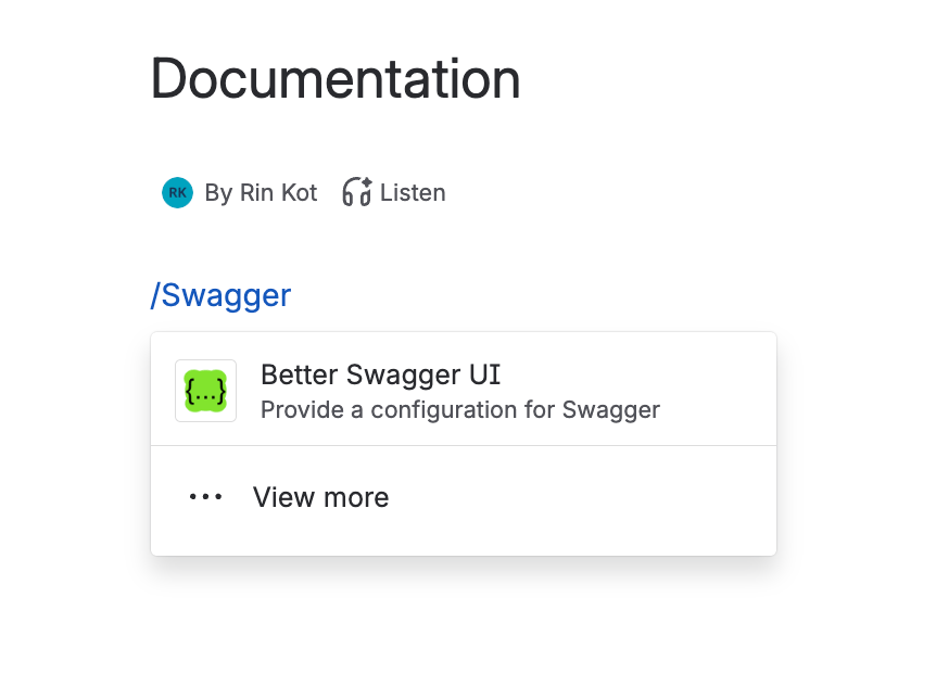 Macro picker showing the Better Swagger UI macro