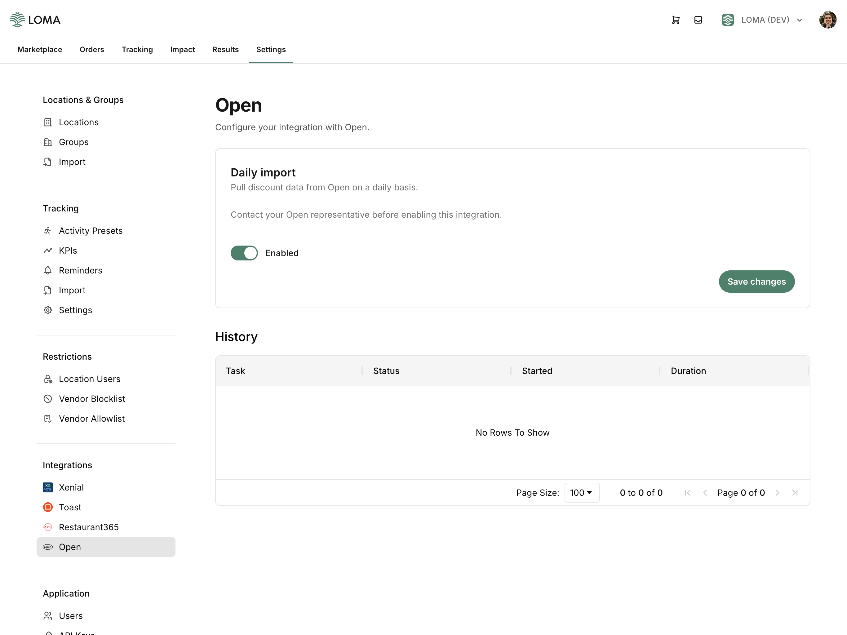 Open reference settings