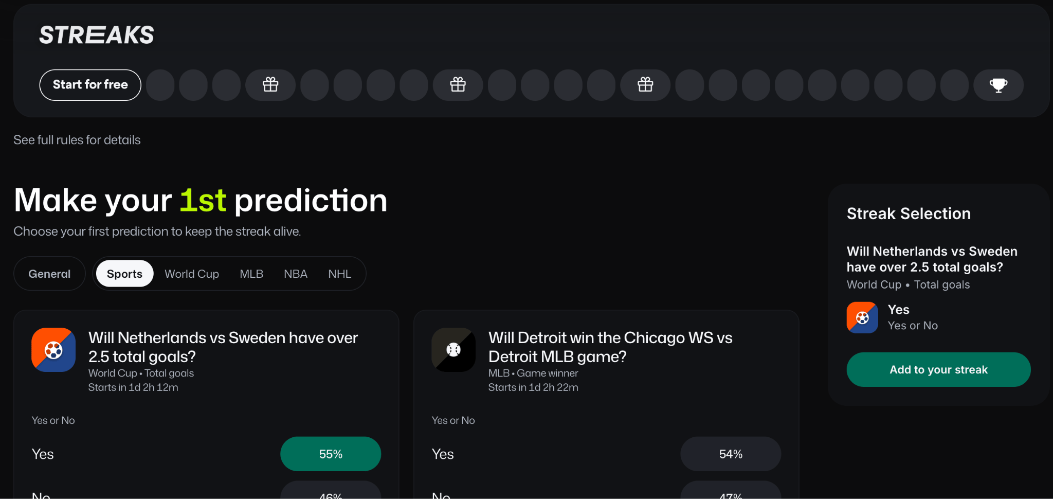 Streak selection