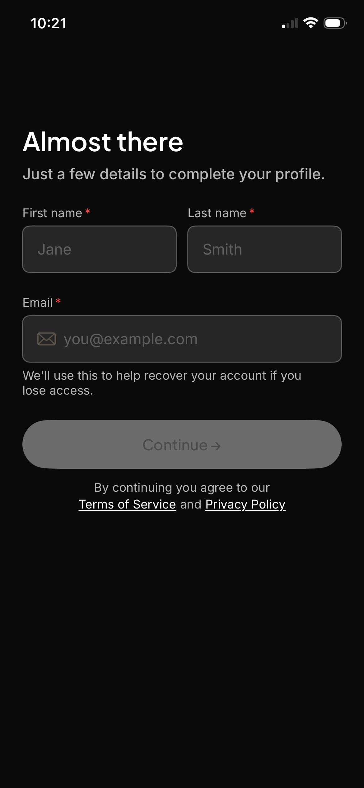 ScrambleID profile form requesting name and email