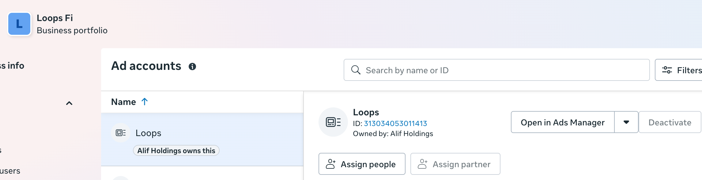 Meta Ads Account ID in Business Portfolio