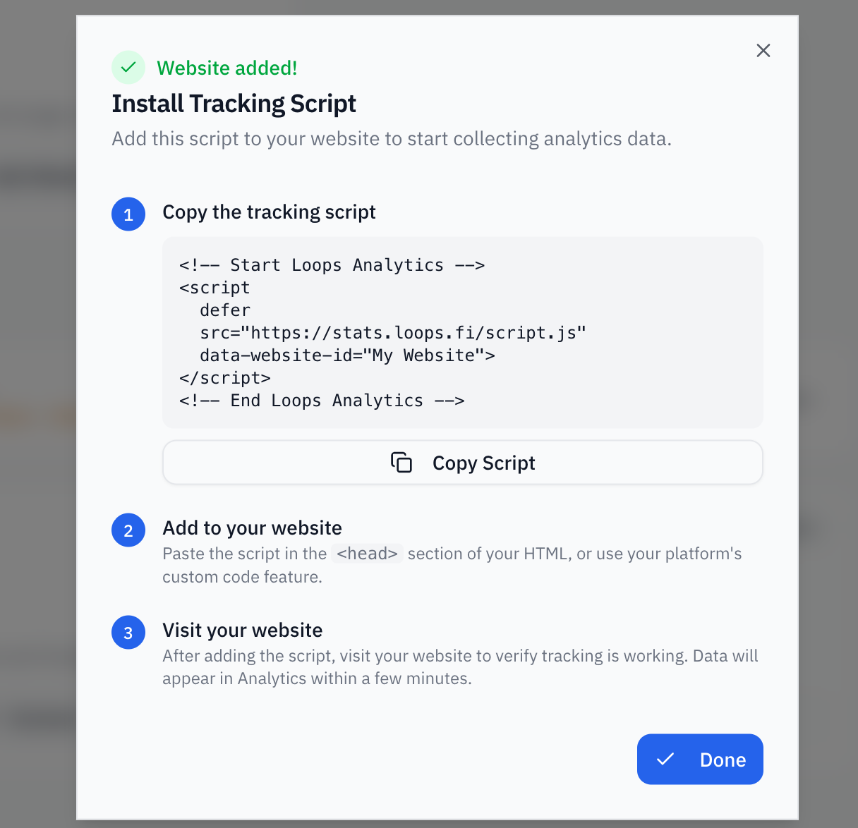 Get Tracking Script