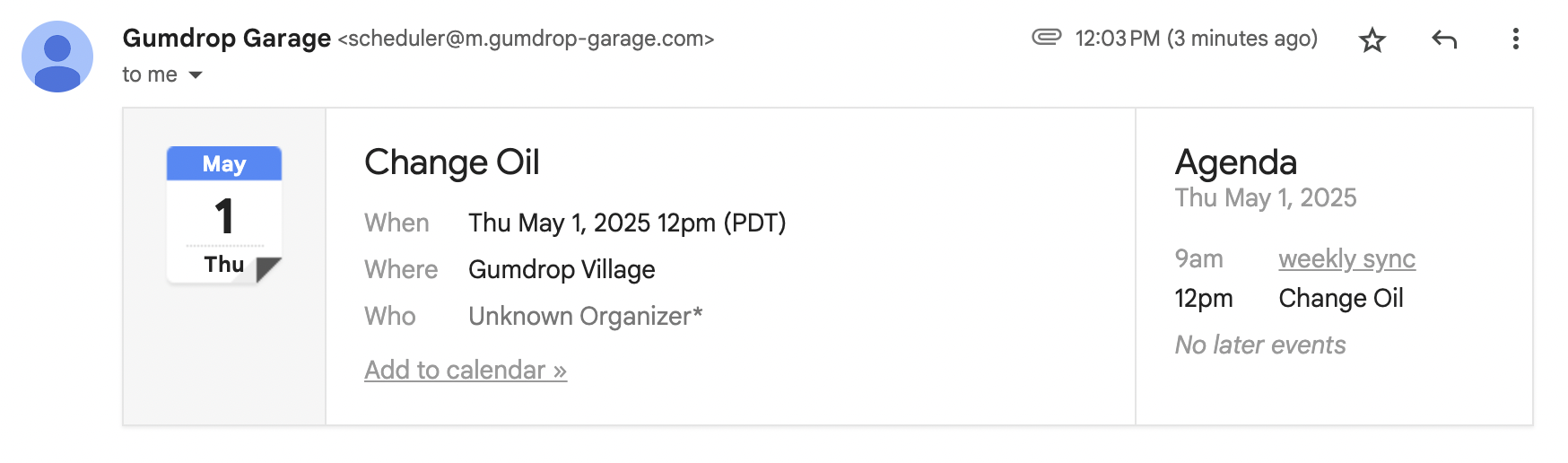 An email with an ICS file attached