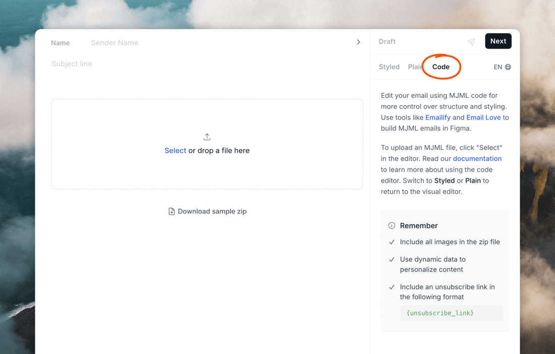 Uploading a custom email - Loops