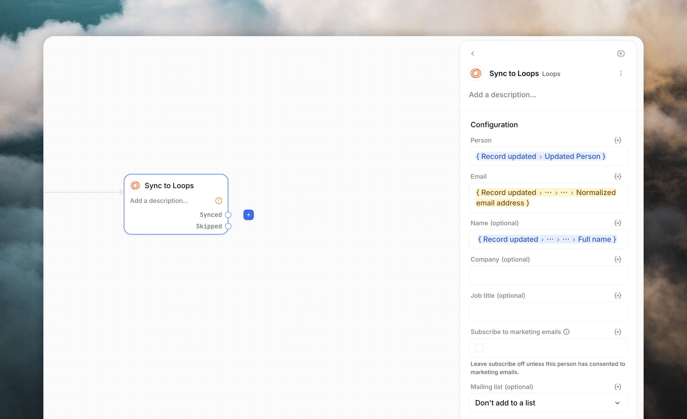 Sync to Loops workflow block