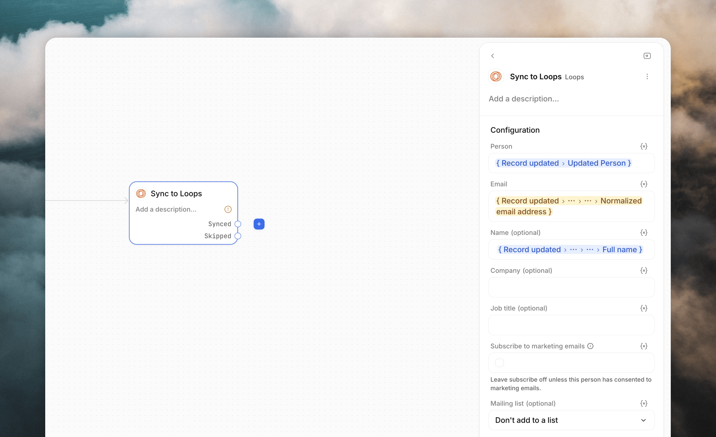 Sync to Loops workflow block