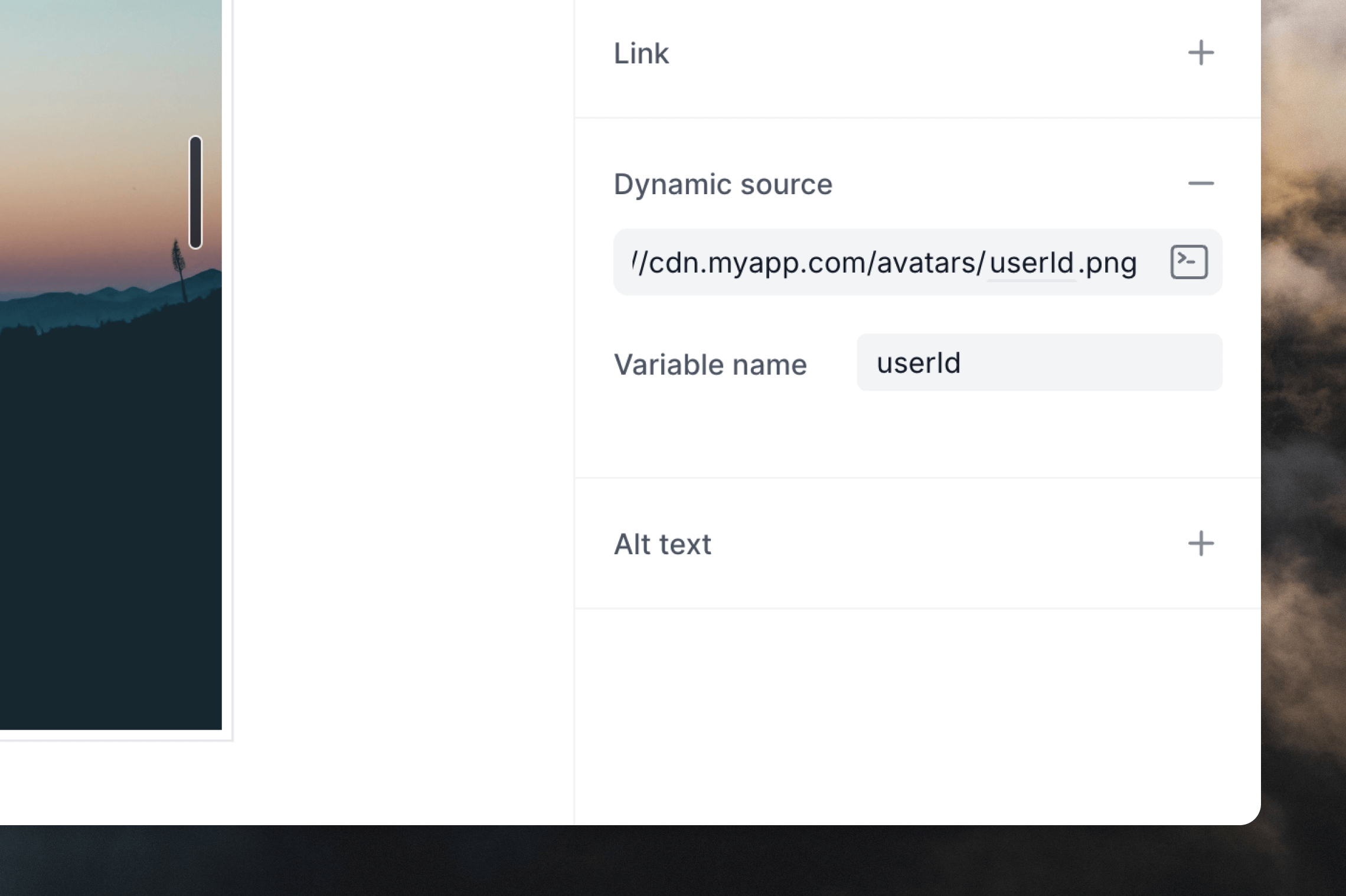 Adding a dynamic image URL