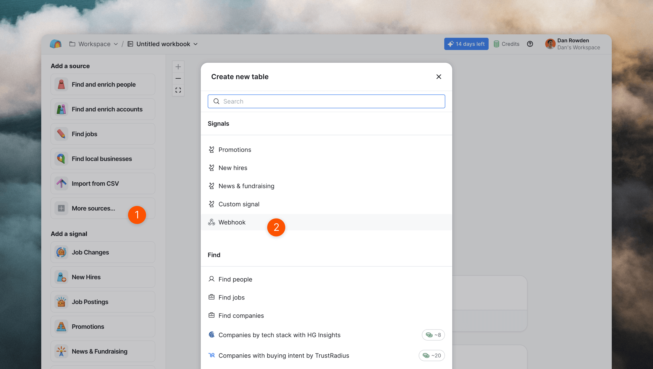 Add a webhook in Clay