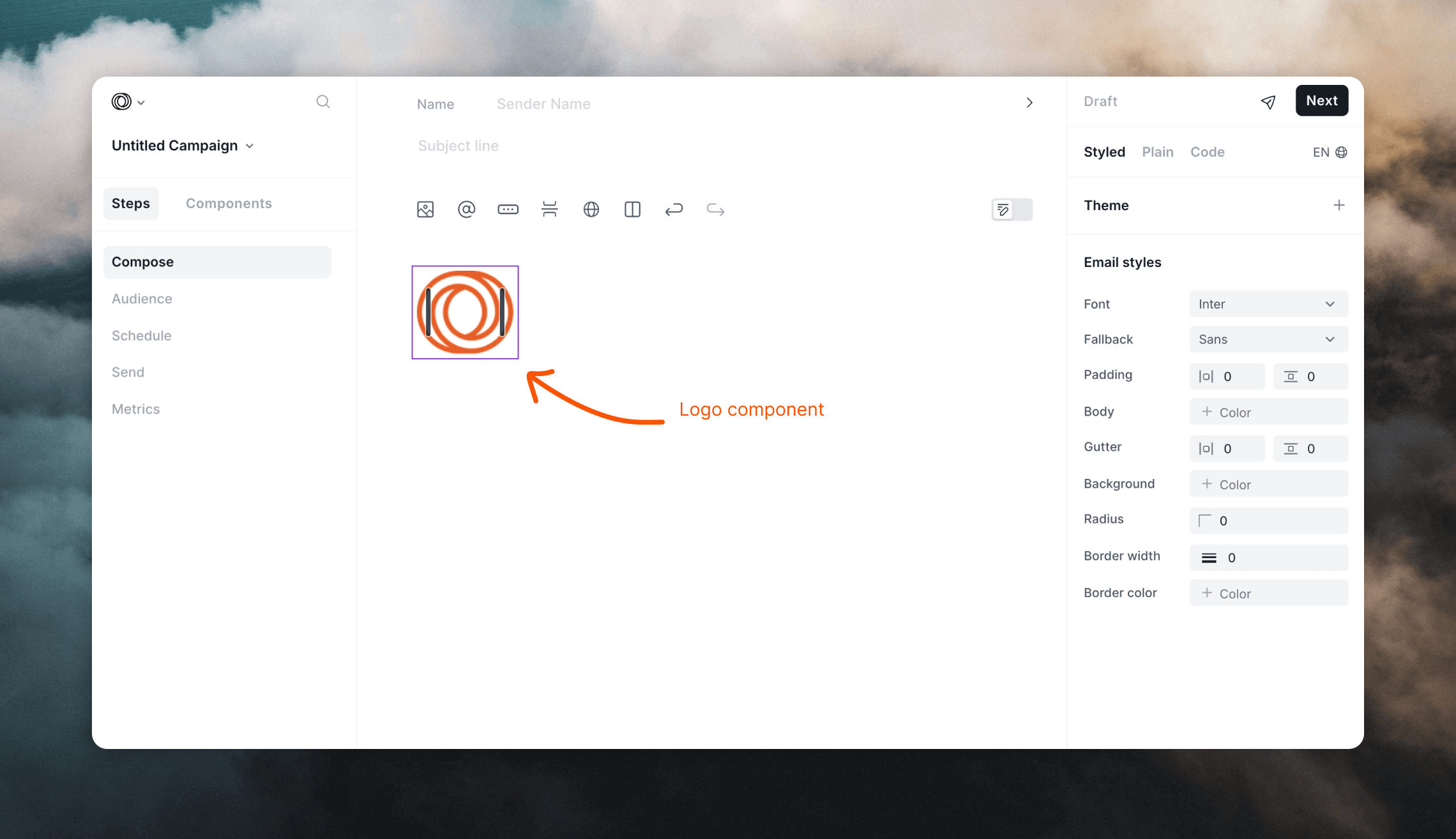 Components in an email