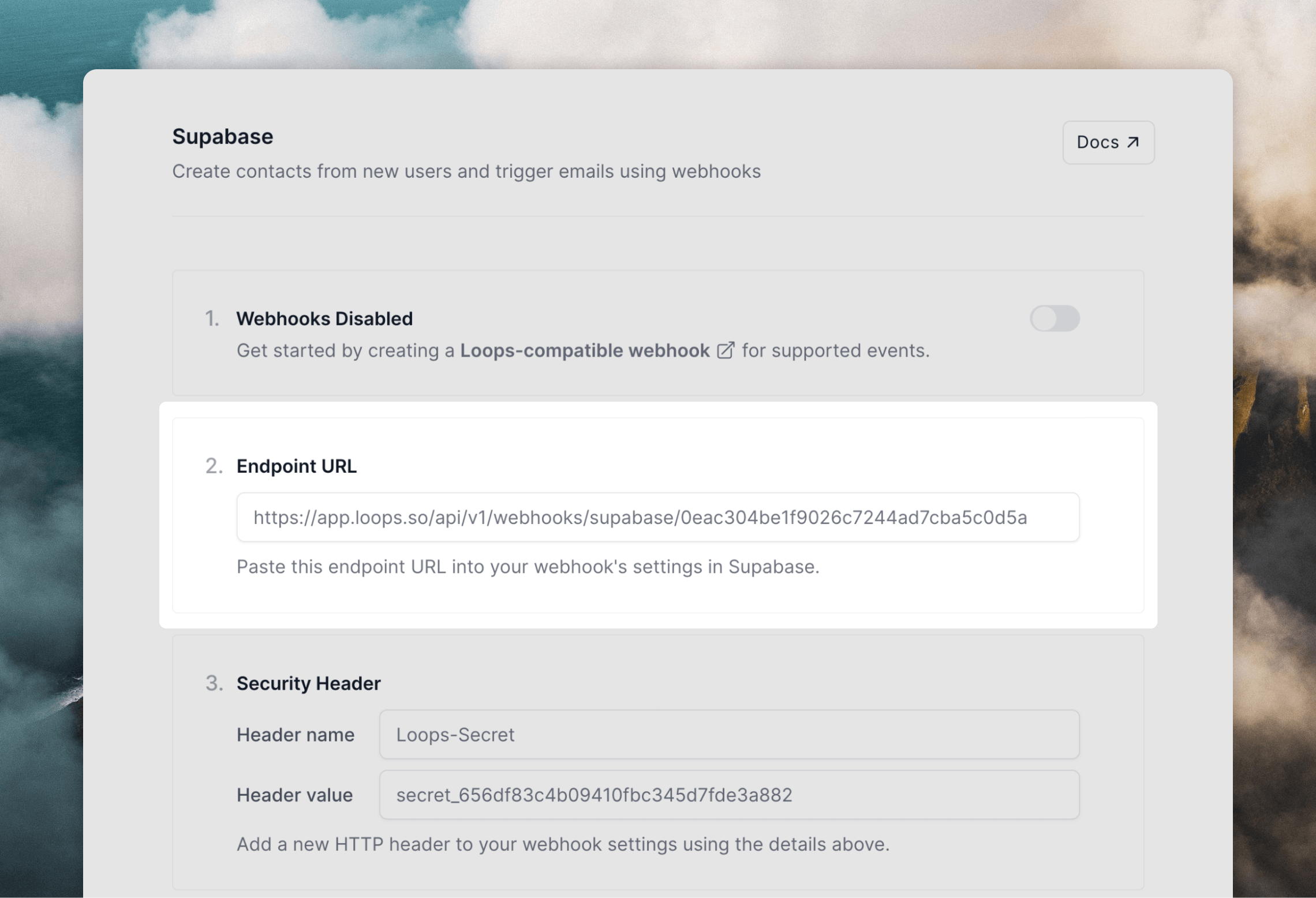 Endpoint form