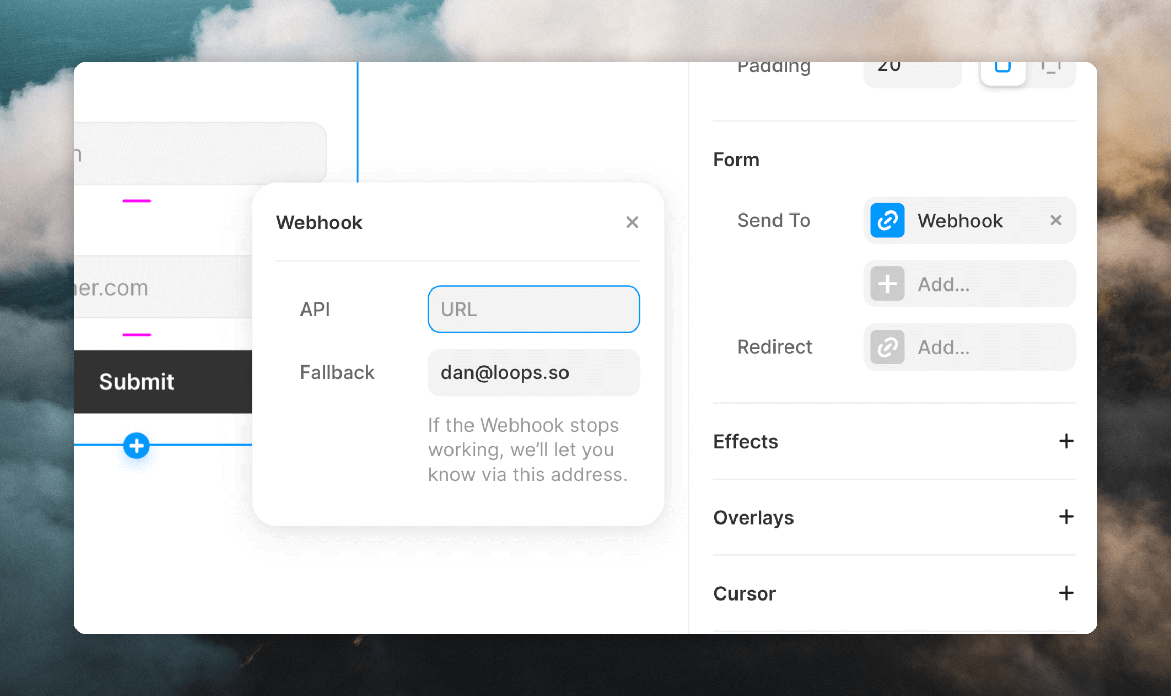 Framer form webhook