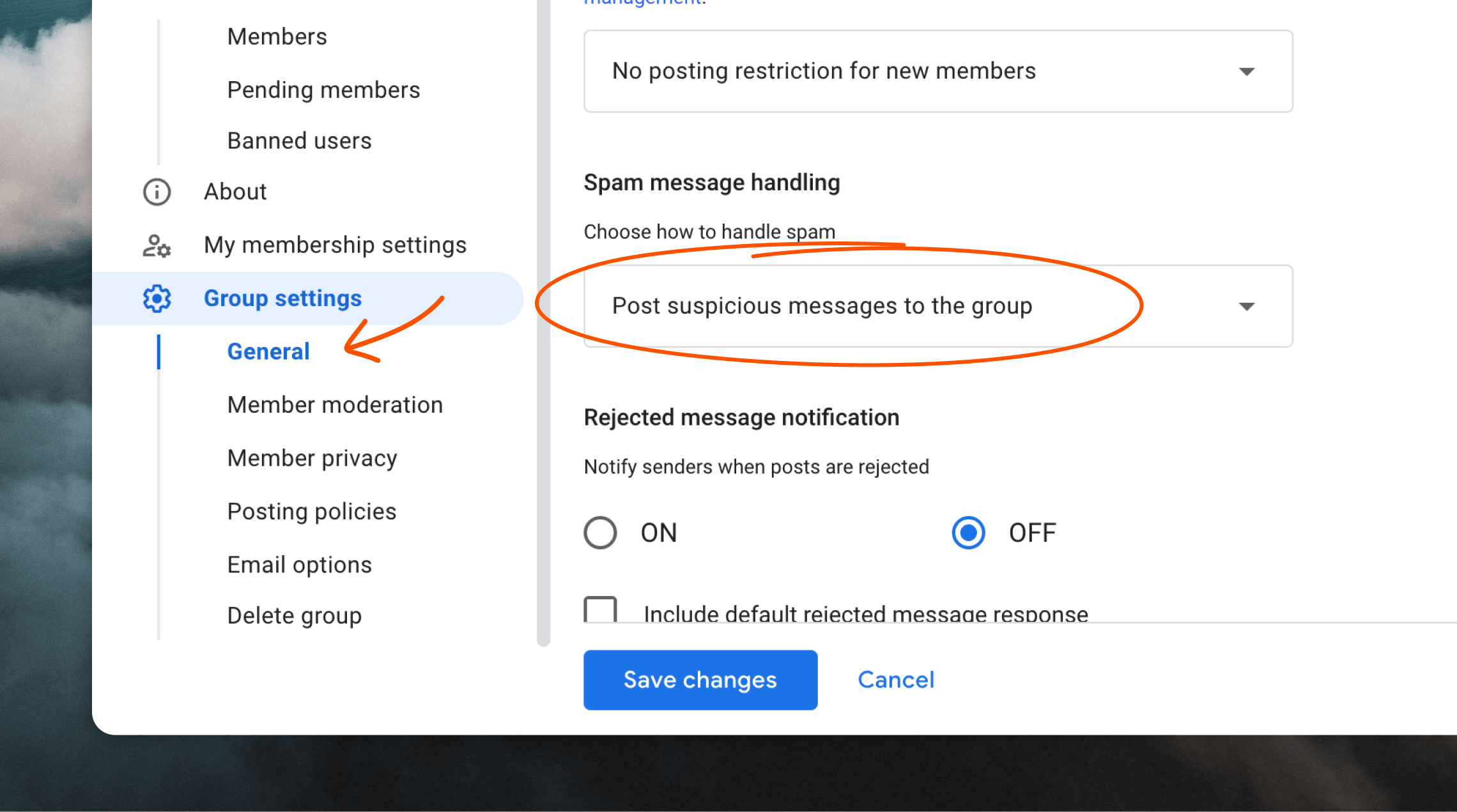 Spam setting