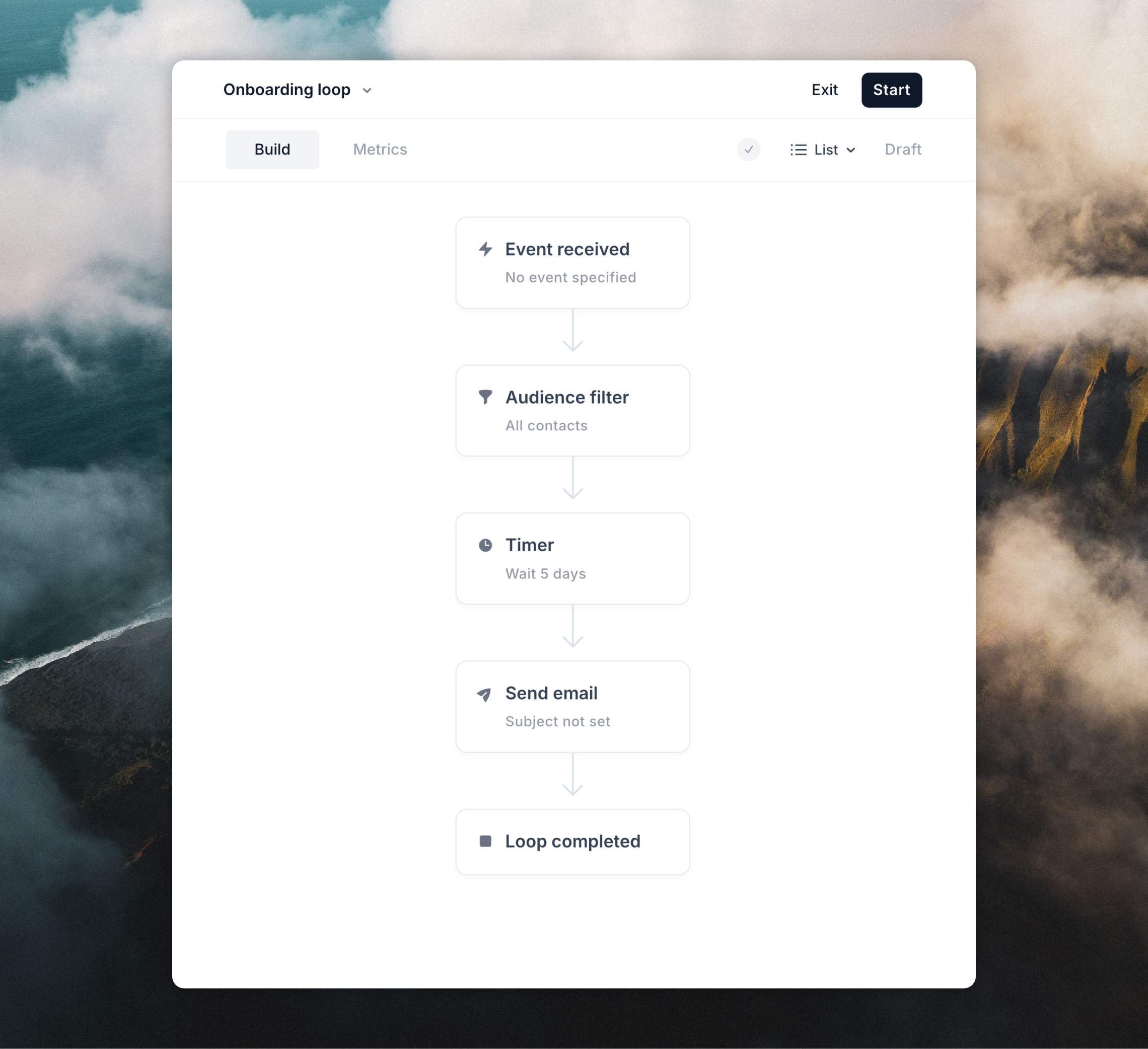 Loop builder canvas with nodes