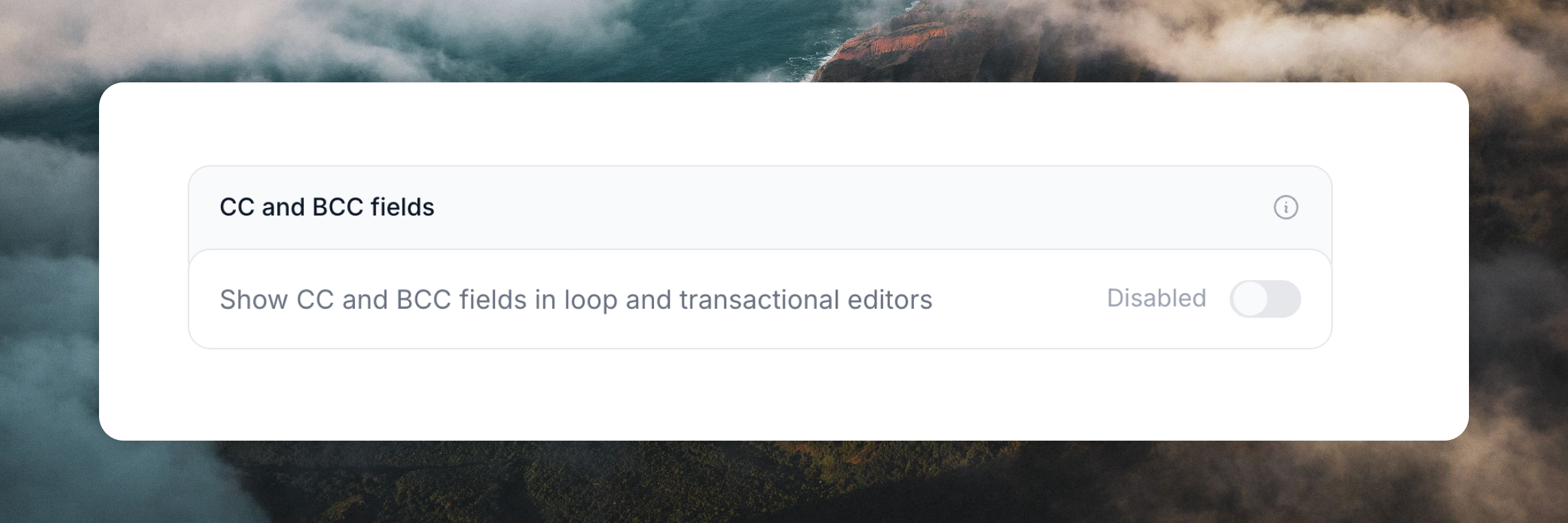 CC/BCC field setting settings