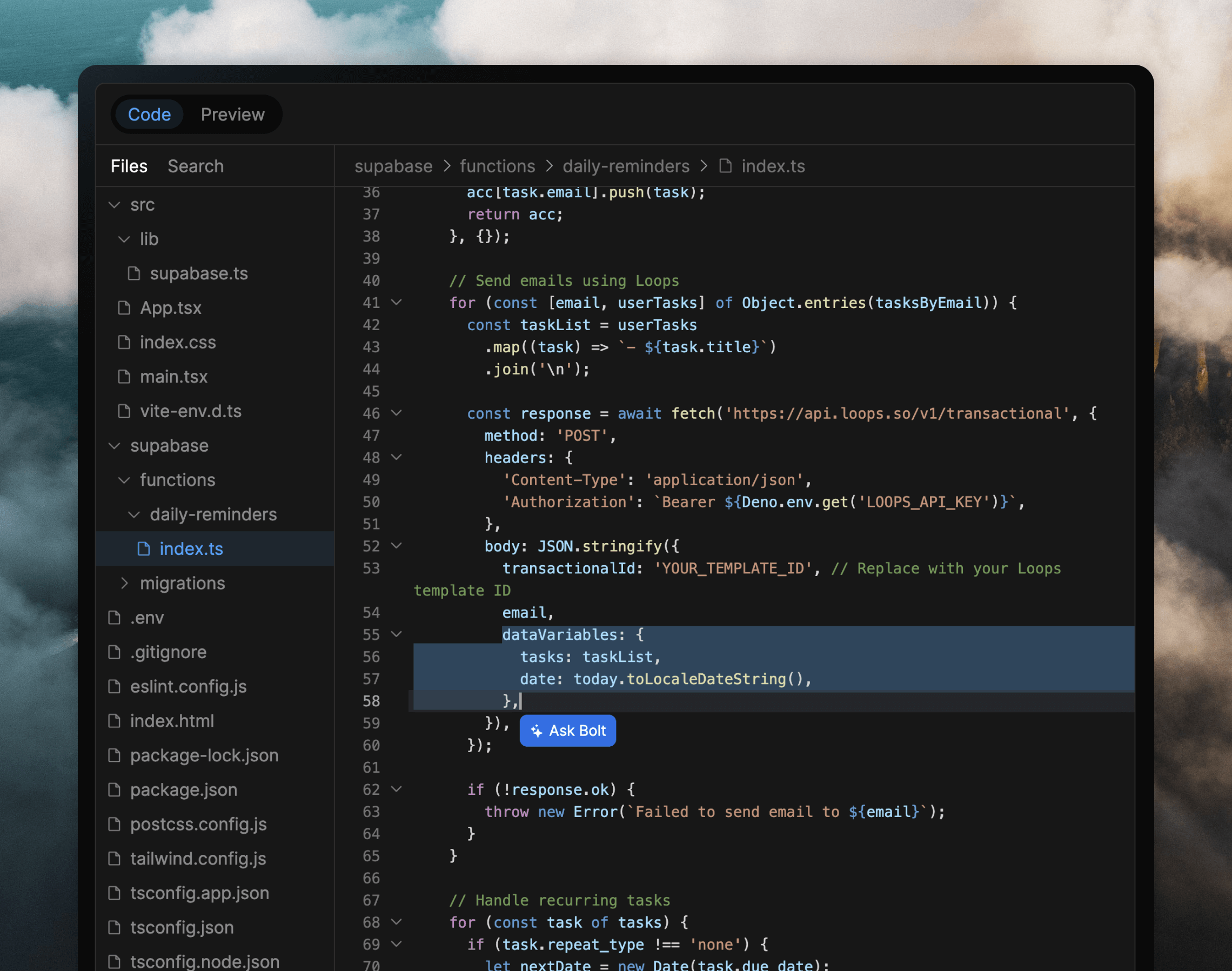 API call to Loops