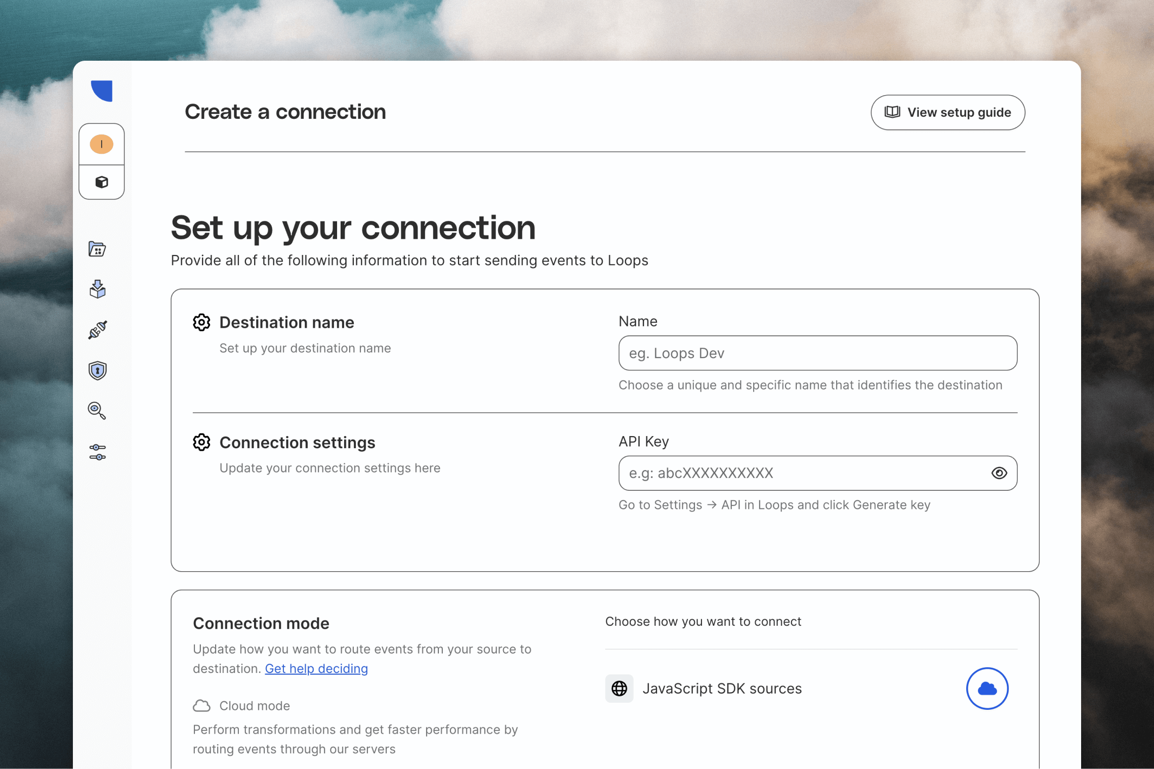 Configuring the destination