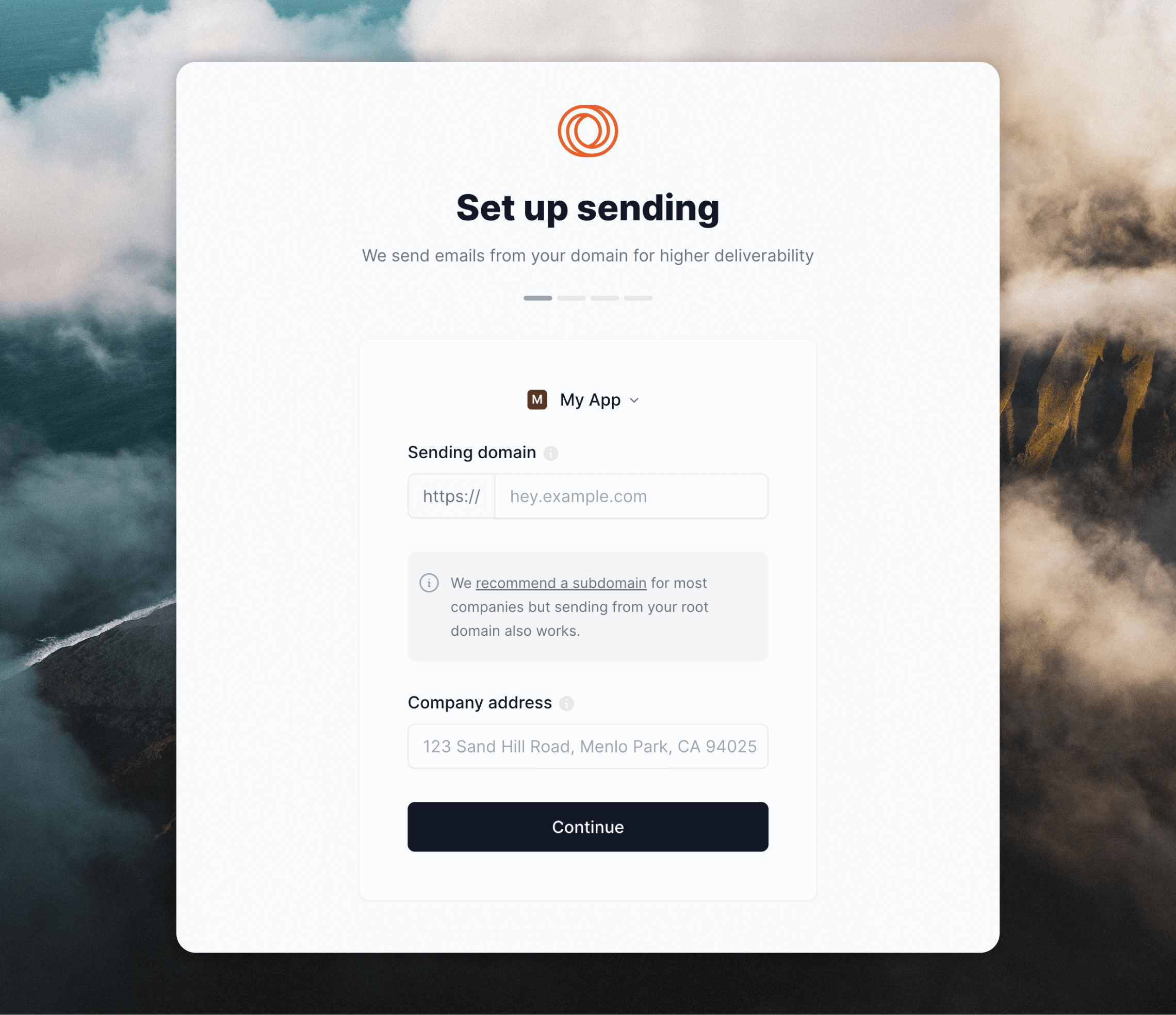 Adding a domain during sign up