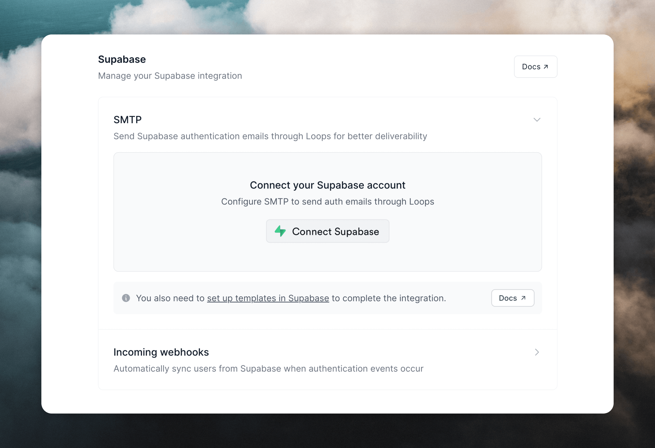 Supabase SMTP settings