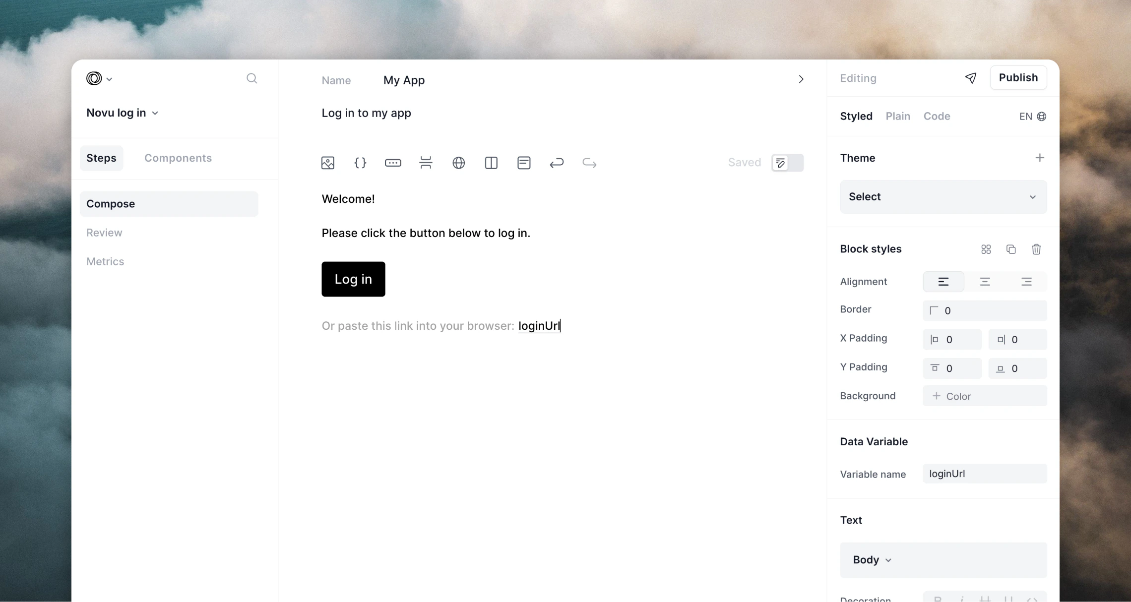 Creating a transactional email template in Loops