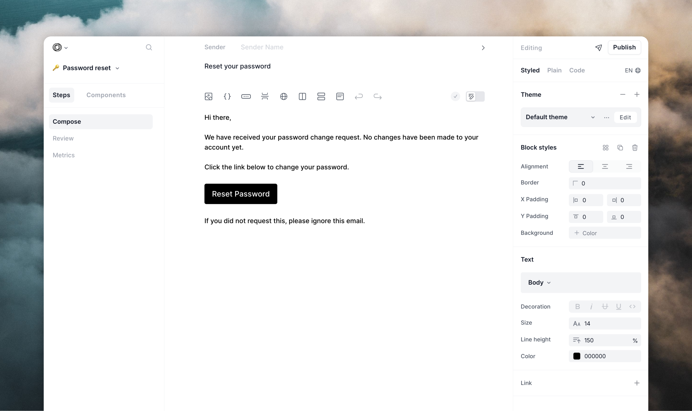 Creating a transactional email