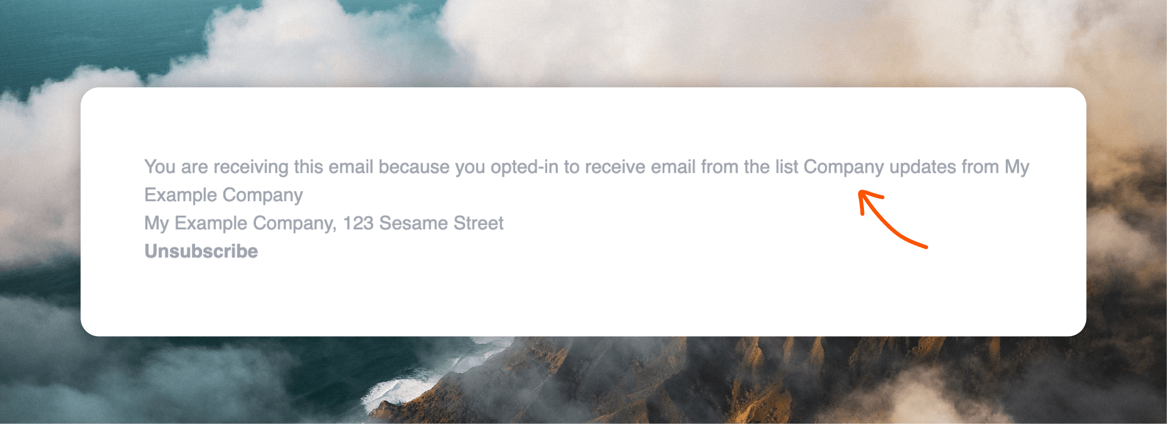 Mailing list in the email footer