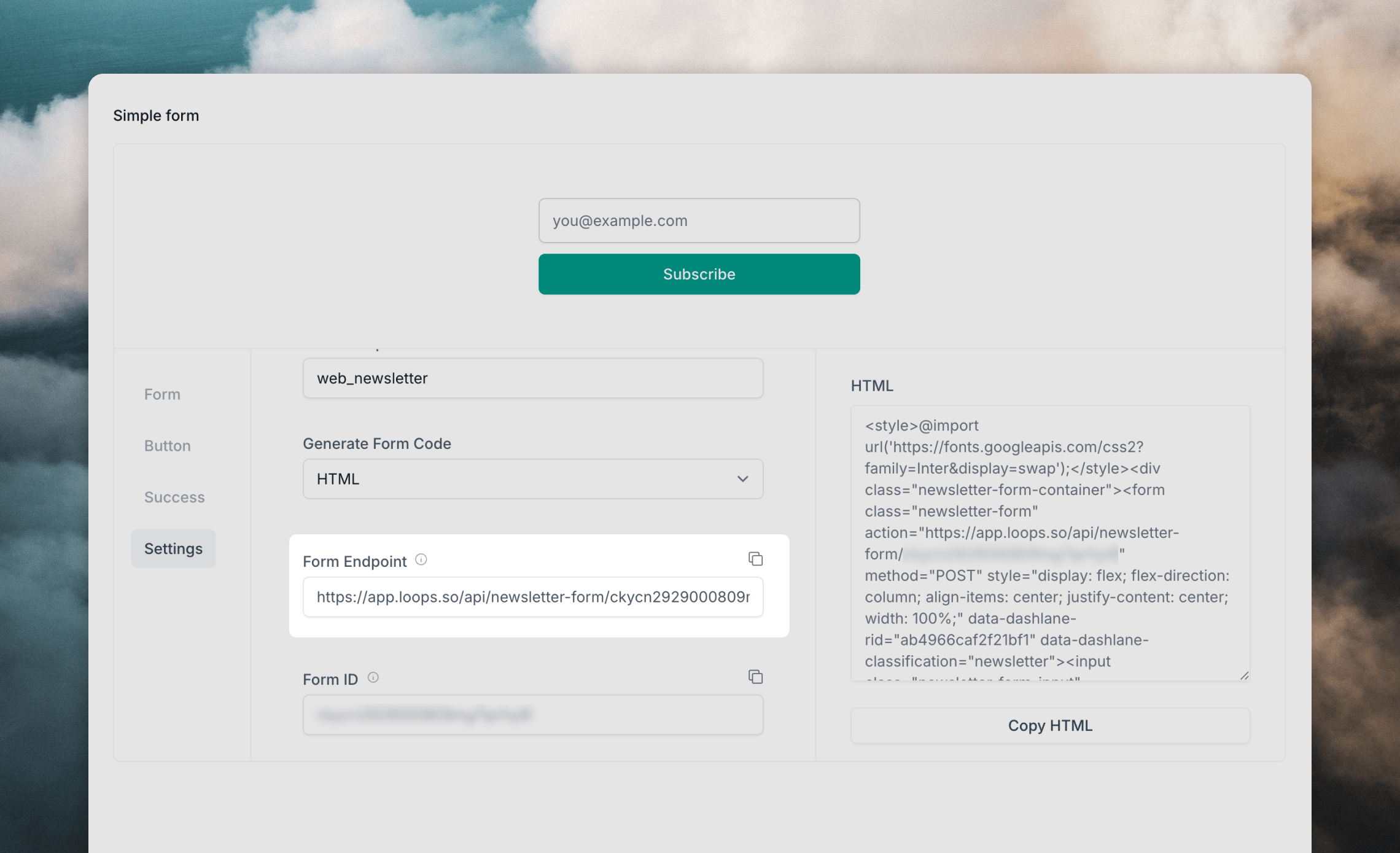 Form endpoint