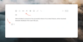 Adding an element using the plus icon in the editor