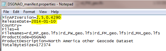 Data Pack Manifest File