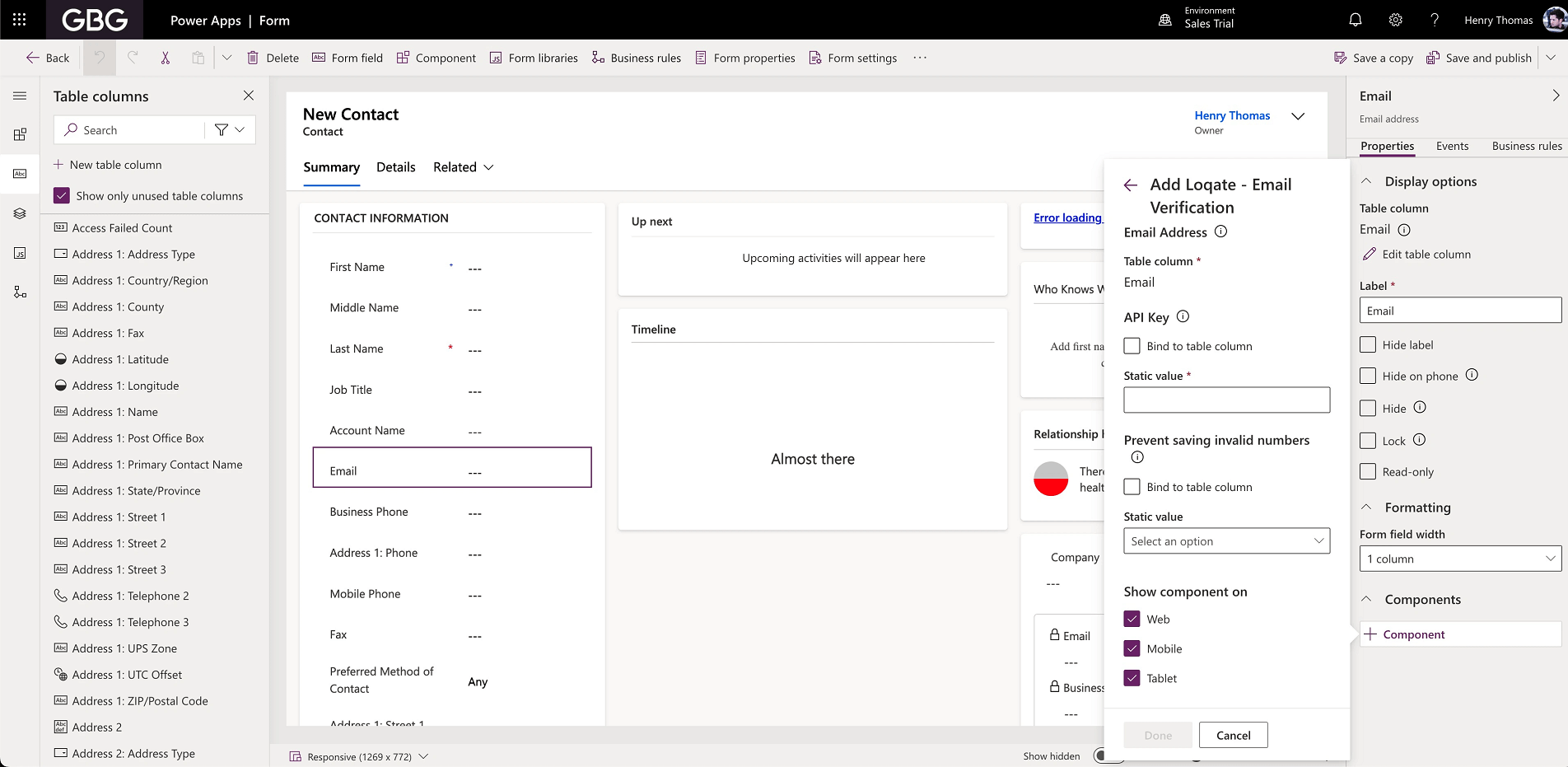 Dynamics Email Configuring