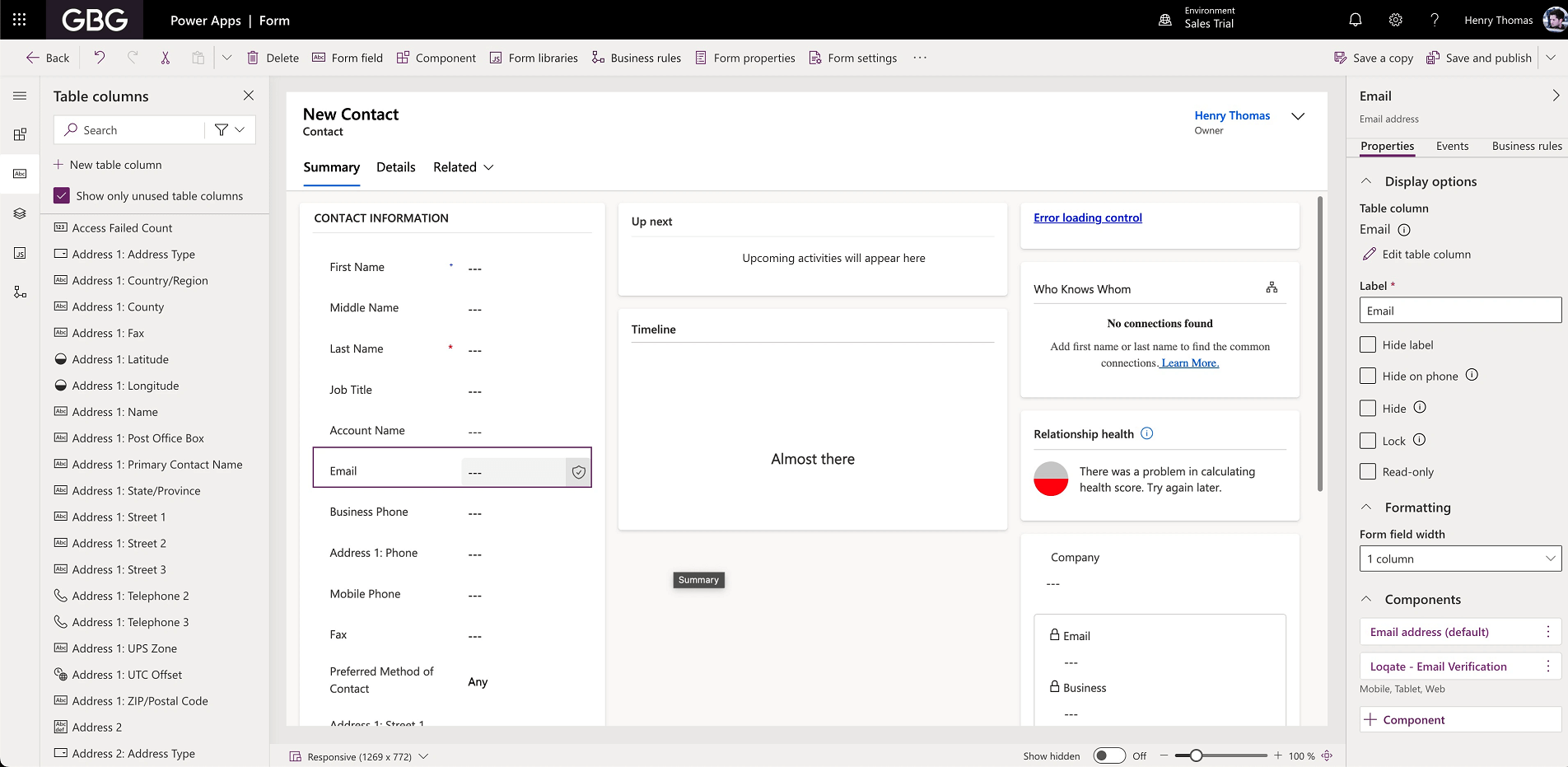 Dynamics Email Field Updated