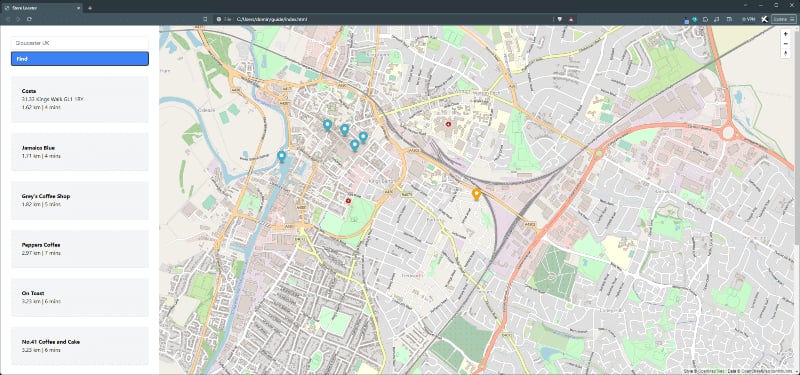 A working Store Finder