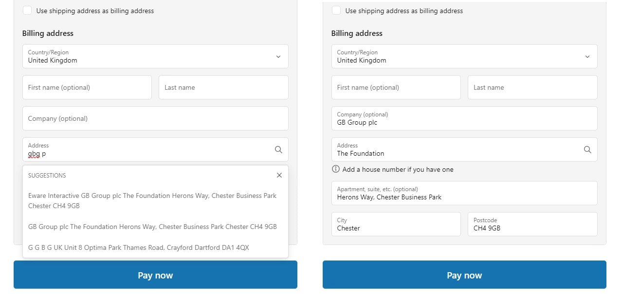 Address Capture Billing