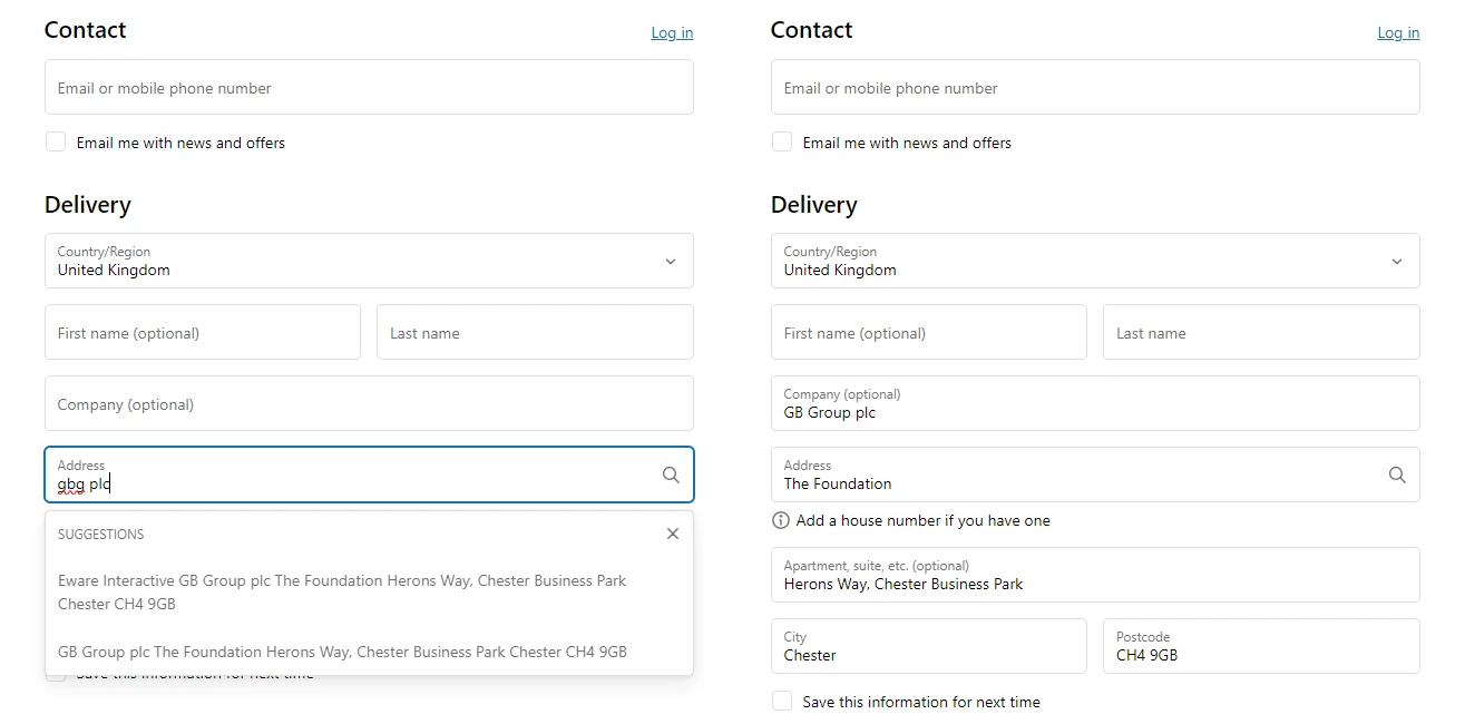 Address Capture Checkout