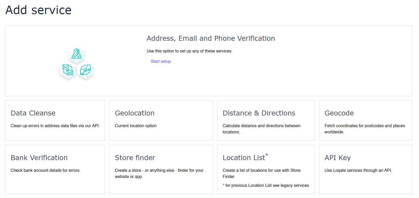 Add Service page