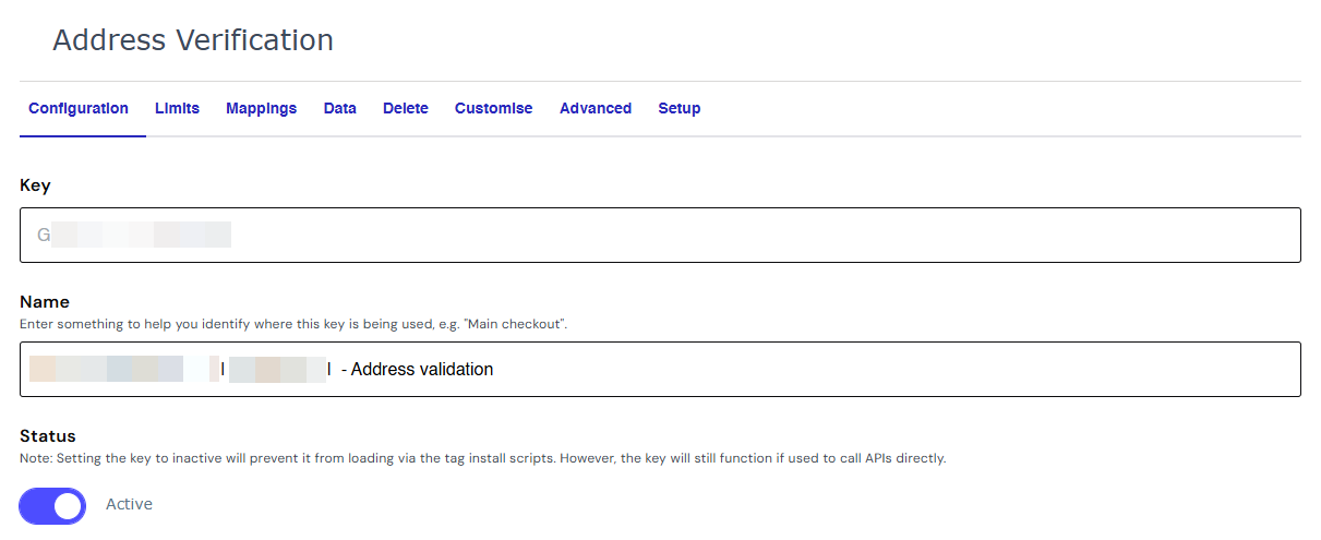 Address Verification Key