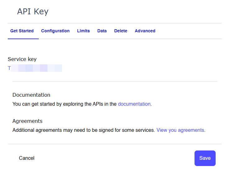 New API key