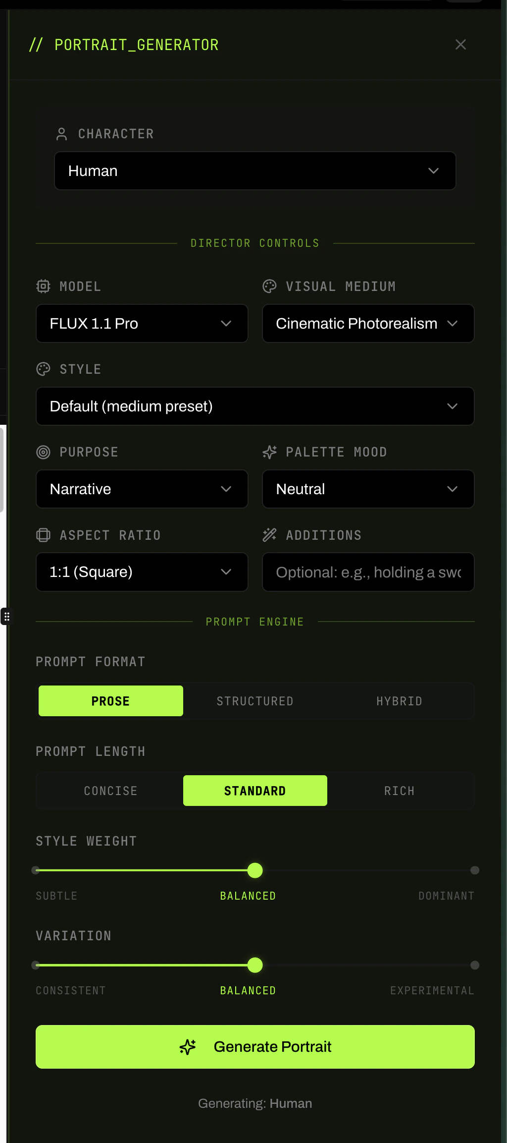 Portrait Generator workflow